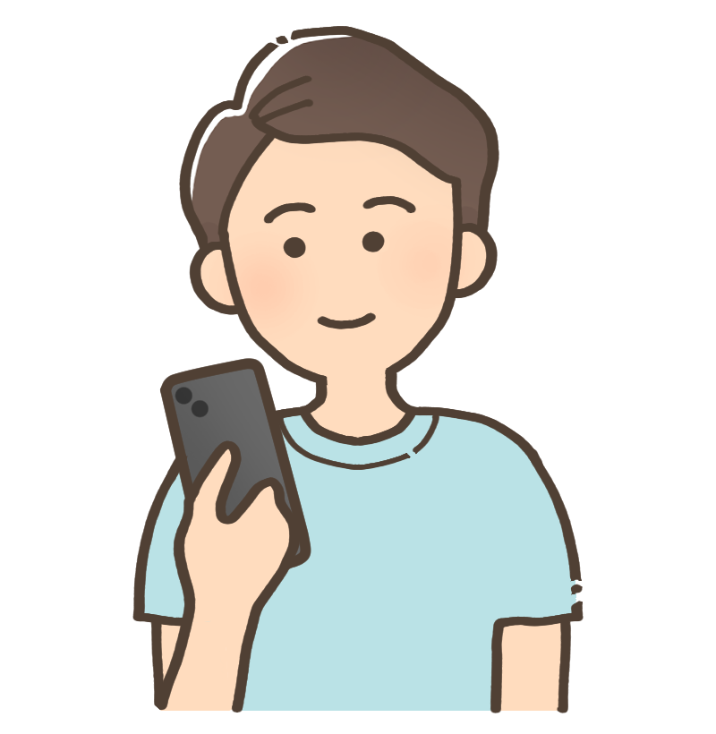 スマホを見る男性のイラスト