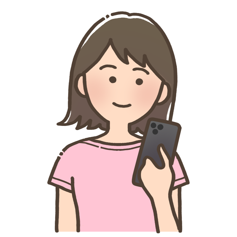 スマホを見る女性のイラスト